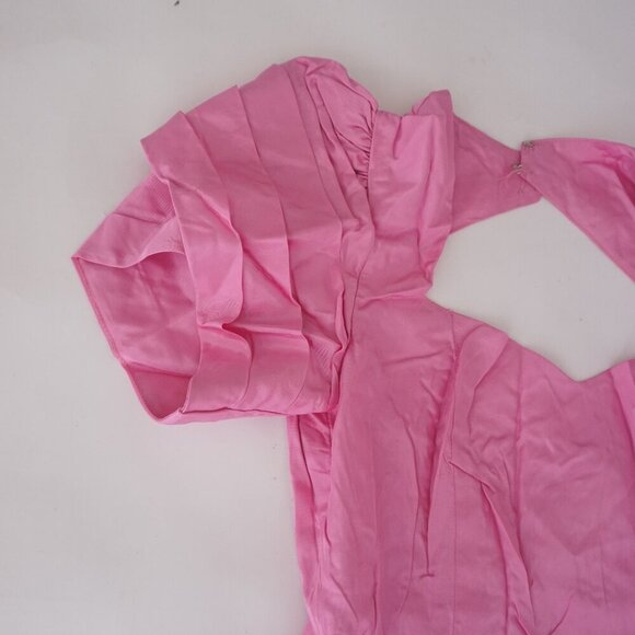 Vintage Bridal Originals Pink Bridesmaid 80's Prom Midi Short Sleeve Dress 10 - Picture 8 of 14